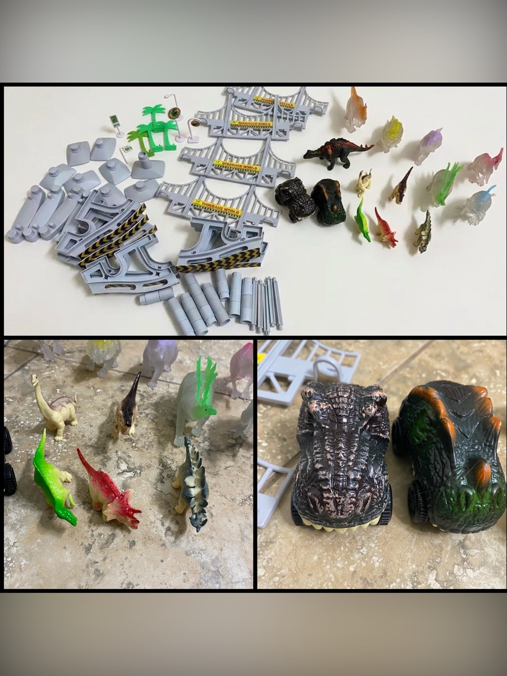 Colorful Dinosaur World Flexible Race Track 75 Piece Playset Cars Incomplete
